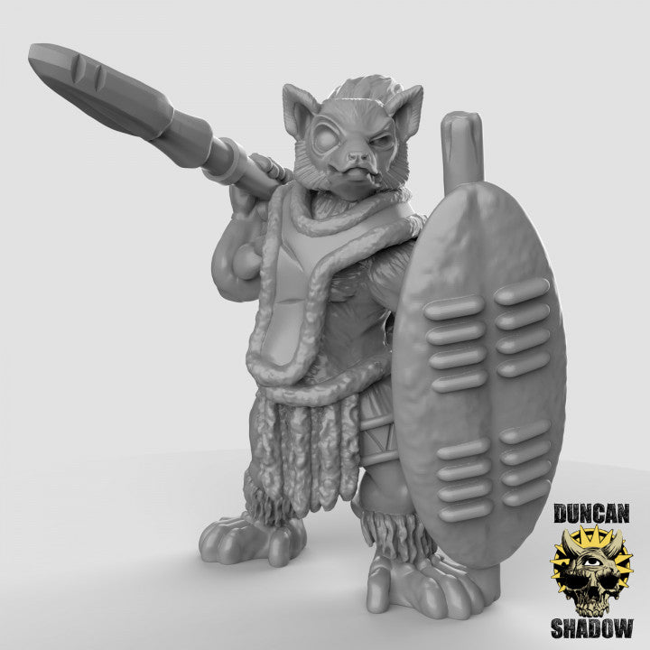 Lemur Folk with Spears - 3 Poses - Resin Miniatures for DnD & Warhammer | 28mm/32mm