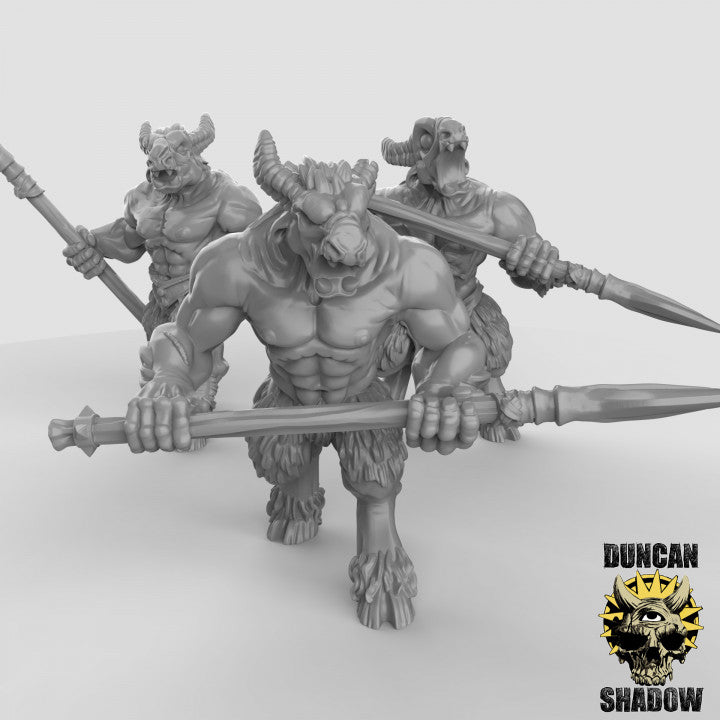 Beastmen with Spears - Resin Miniature for DnD & Warhammer | 28mm/32mm