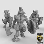 Beastmen Axe and Shields resin miniature - detail view