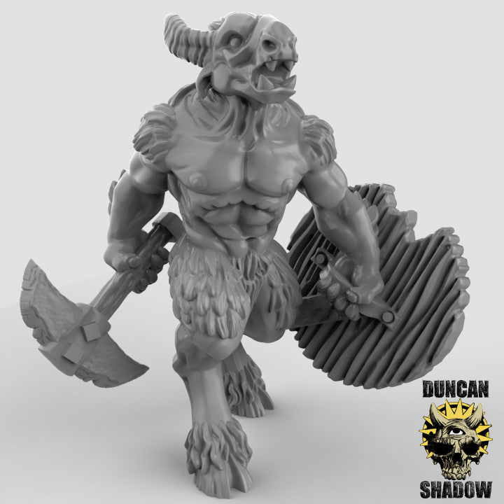 Beastmen Axe and Shields resin miniature - view 5