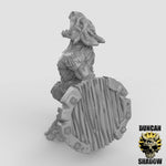 Beastmen Axe and Shields resin miniature for DnD and tabletop RPGs