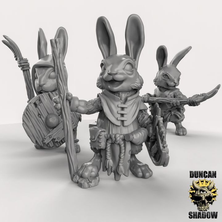 Rabbit Folk Farmers x3 Resin Miniature Models for DnD | Tabletop Gamin ...