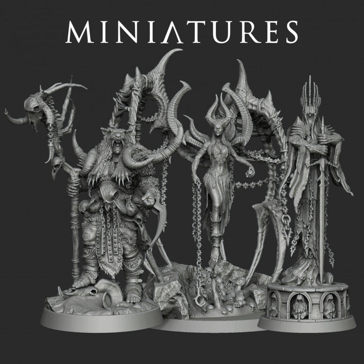 Forgotten Ancients - Cyndea, Cerebus and the Forsaken | 32mm Resin Model Miniatures