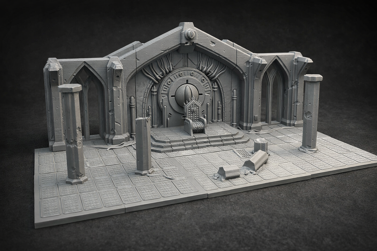 War Masters Court – Dark Fantasy Throne Room Terrain Kit | LED‑Ready PLA Gothic Diorama (28–32mm)