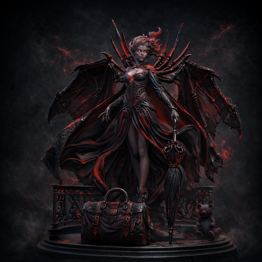 Carmilla Voss, The Crimson Widow – Premium Gothic Vampire Display Model | Ultra‑Detail 3D Printed Resin Figure