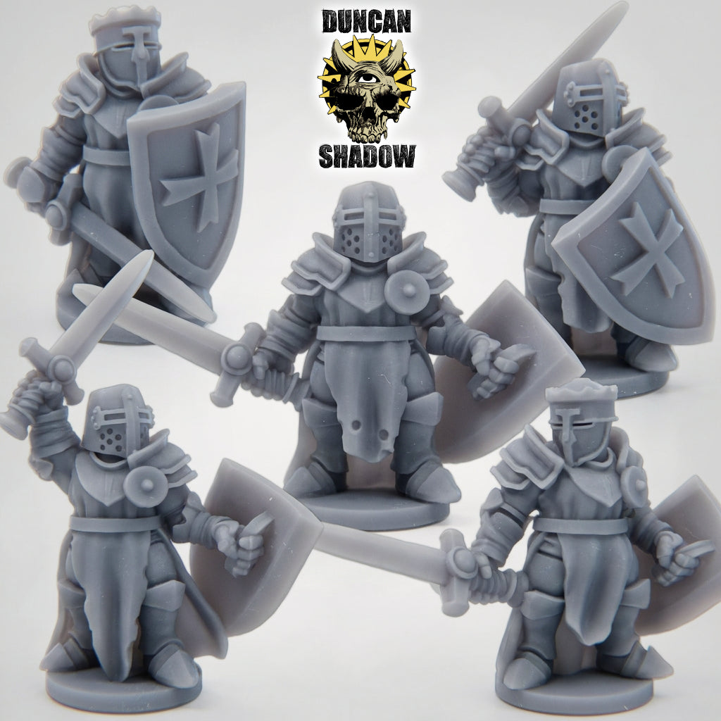 15mm Crusaders with Swords and Shields | DnD Miniature