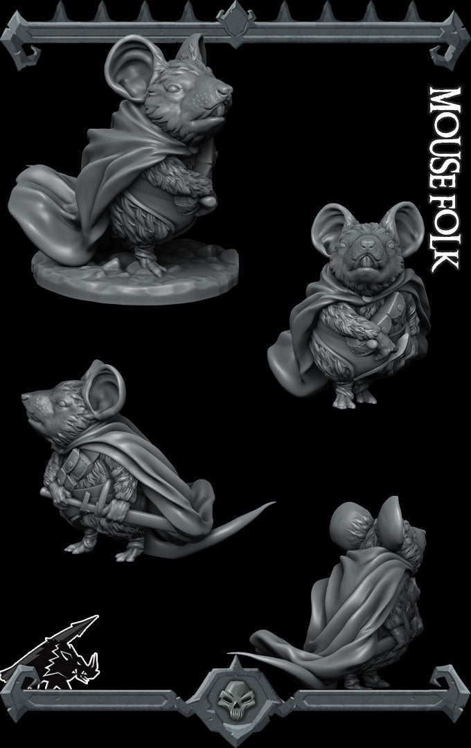 MOUSE FOLK Humanoid Resin 3D Printed Fantasy Miniature D&D Tabletop RPG
