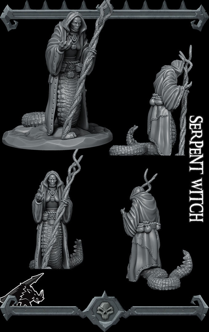 SERPENT WITCH - Miniature | All Sizes | Dungeons and Dragons | Pathfinder | War Gaming
