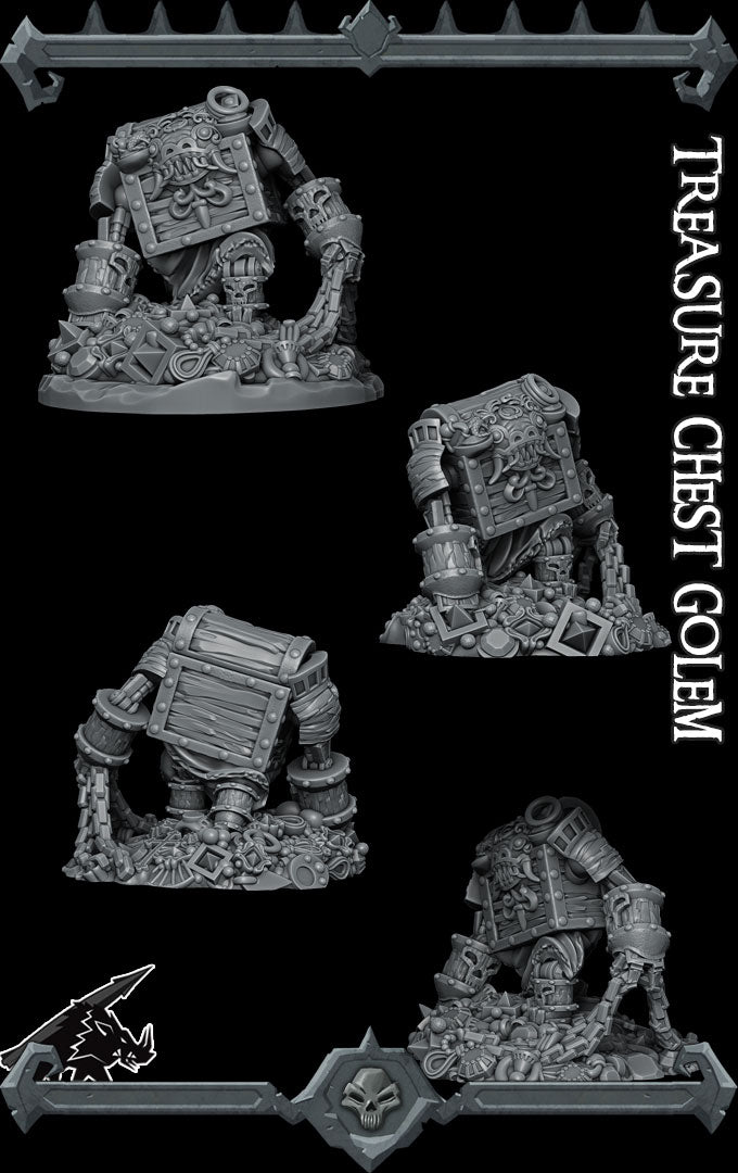 TREASURE CHEST GOLEM - Miniature | All Sizes | Dungeons and Dragons | Pathfinder | War Gaming