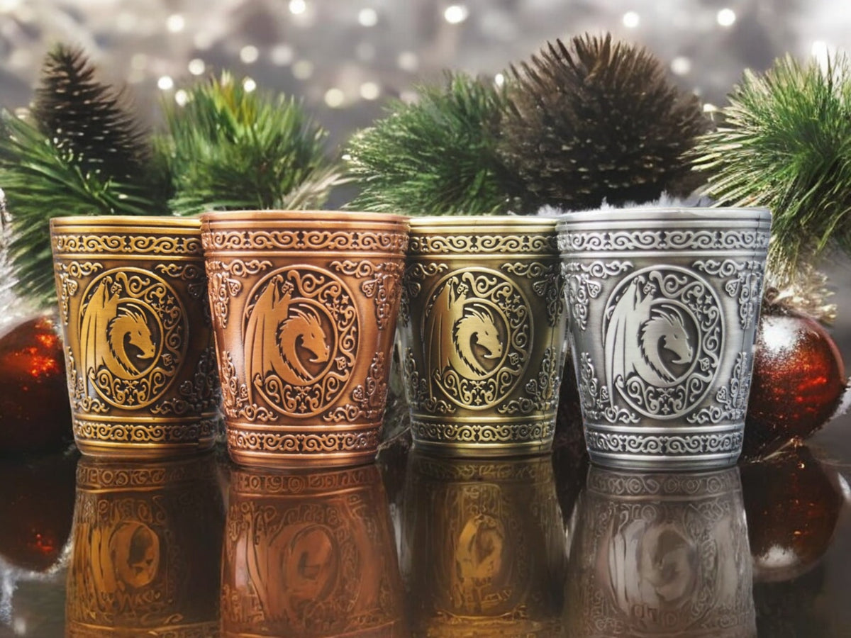 Dungeons and Dragons Themed Metal Shot Glasses (Set of 2/Set of 4)