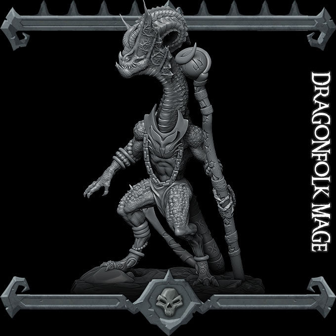 DRAGONFOLK MAGE - Miniature | All Sizes | Dungeons and Dragons | Pathfinder | War Gaming