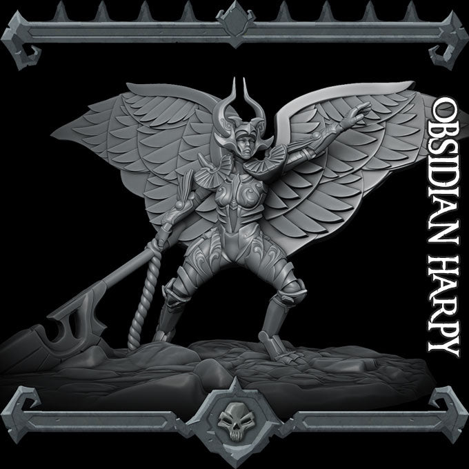 OBSIDIAN HARPY - Miniature -All Sizes | Dungeons and Dragons | Pathfinder | War Gaming