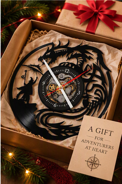 12" Dungeons & Dragons Themed Vinyl RecordClock I With or Without Backlights
