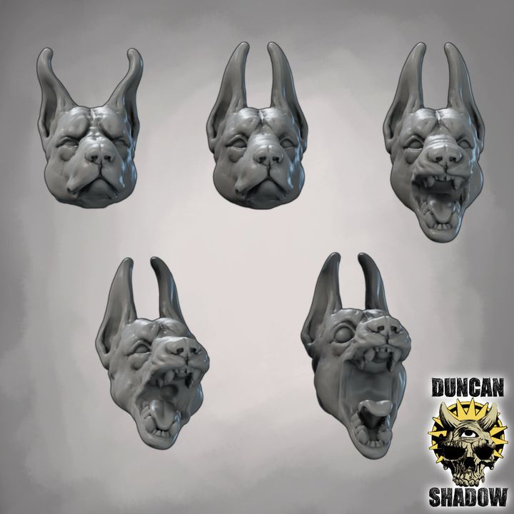 Doberman head set - Resin Mini | DnD & Tabletop | 28mm