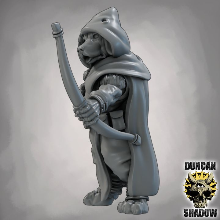 Dog Folk Rangers with Bows - Resin Mini | DnD & Tabletop | 28mm
