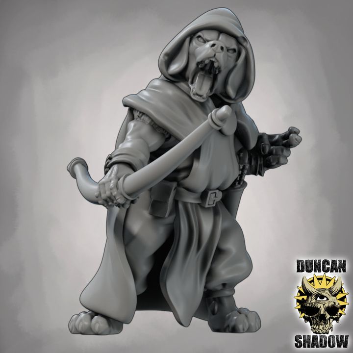 Dog Folk Rangers with Bows - Resin Mini | DnD & Tabletop | 28mm