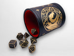 Luxury Leather Dungeons and Dragons Themed Dice Shaker Tumbler With Gold Foil Design