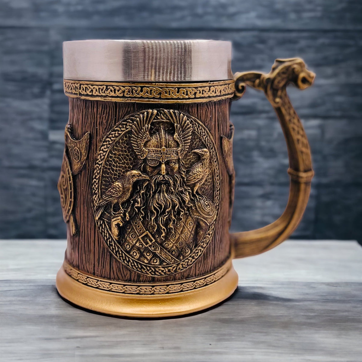 Viking Tankard Norse Odin Thor Mjolnir Drinking Mug Beer Stein 20oz / 600ml