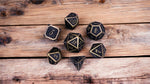 DICEAntique Bronze Metal PolyhedralSet of 7 DnD Dice and Tumbler