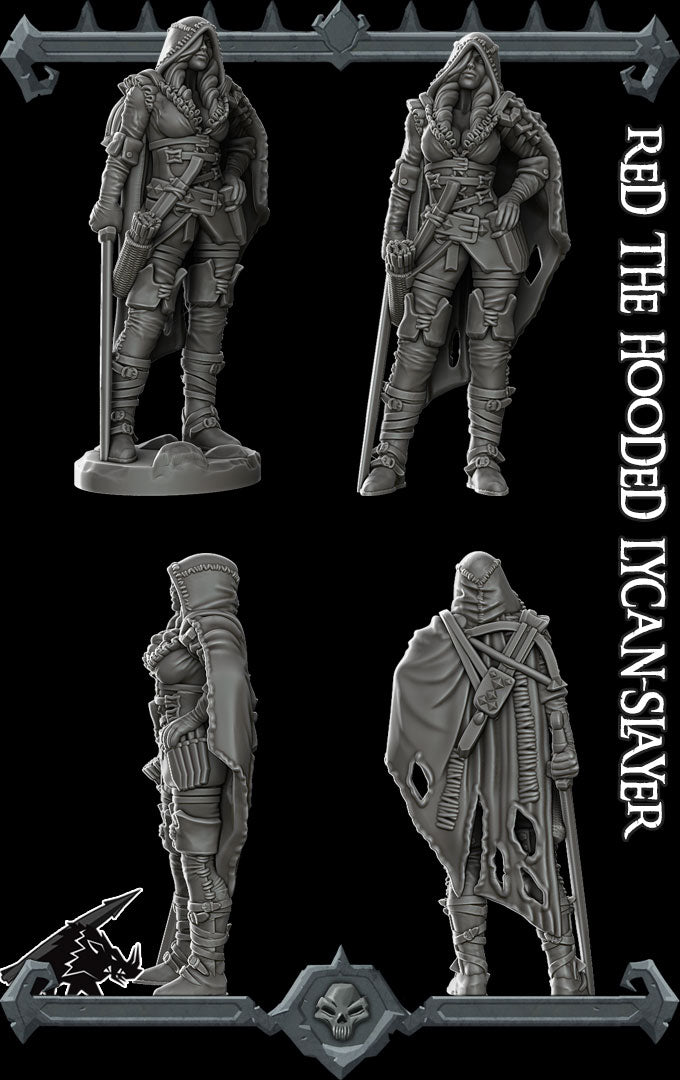 RED HOODED LYCAN SLAYER - Miniature Model | All Sizes | Dungeons and Dragons | Pathfinder | War Gaming