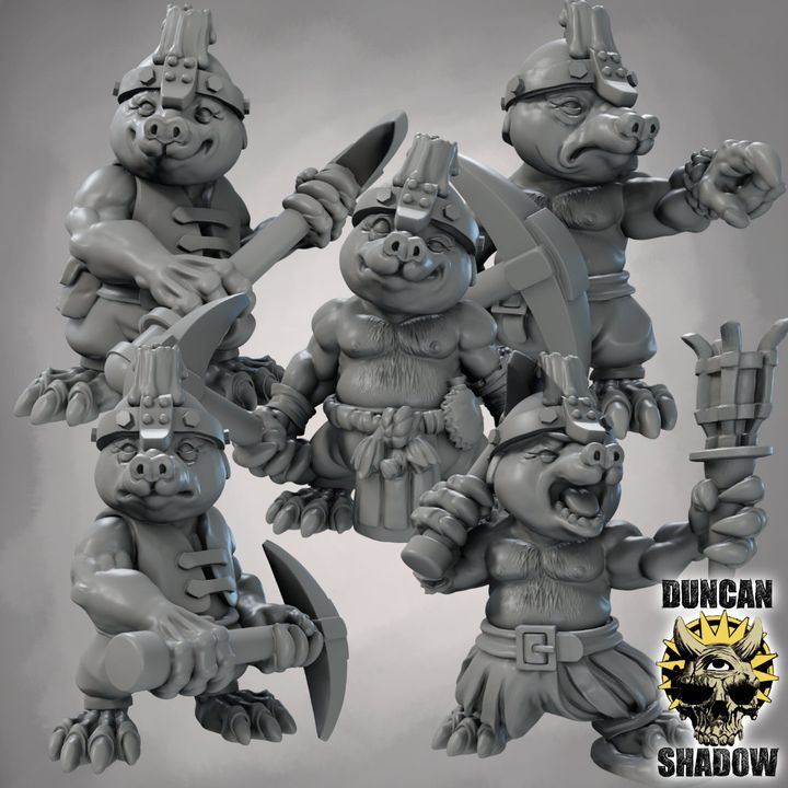 Mole Folk Miners - Resin Mini | DnD & Tabletop | 28mm