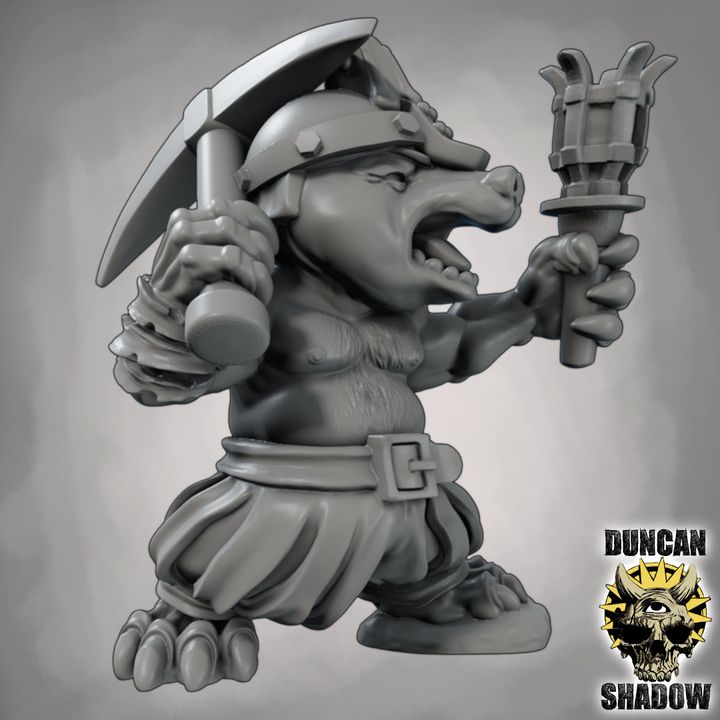 Mole Folk Miners - Resin Mini | DnD & Tabletop | 28mm