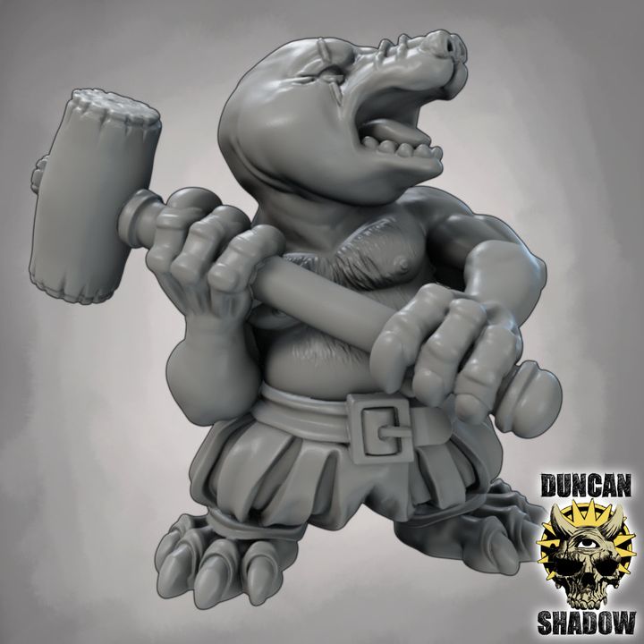 Mole Folk with Great Hammers - Resin Mini | DnD & Tabletop | 28mm