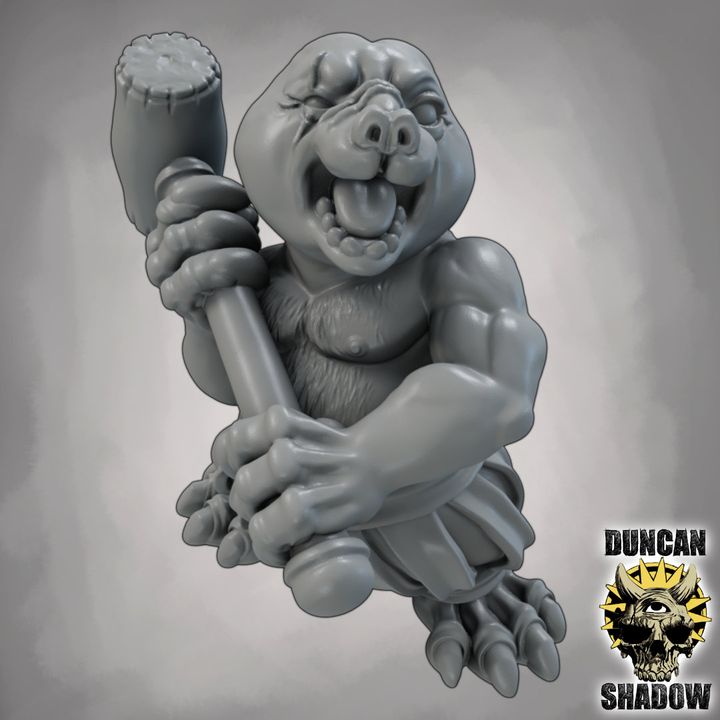 Mole Folk with Great Hammers - Resin Mini | DnD & Tabletop | 28mm