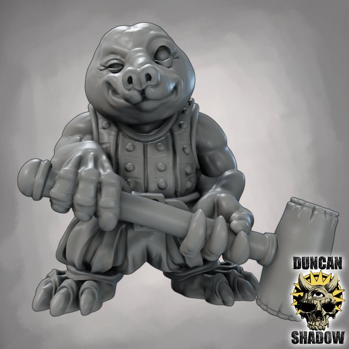 Mole Folk with Great Hammers - Resin Mini | DnD & Tabletop | 28mm