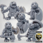 Mole Folk with Hammer and Shields - Resin Mini | DnD & Tabletop | 28mm