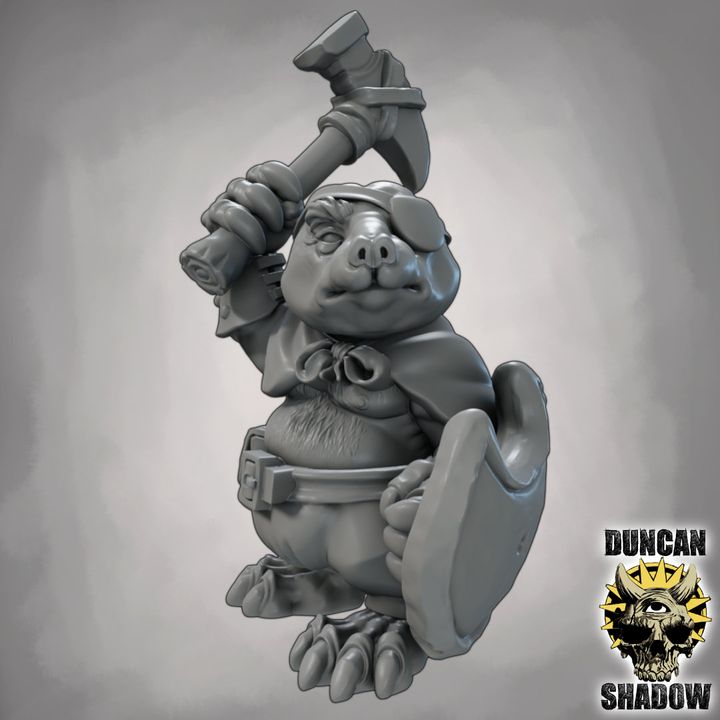 Mole Folk with Hammer and Shields - Resin Mini | DnD & Tabletop | 28mm