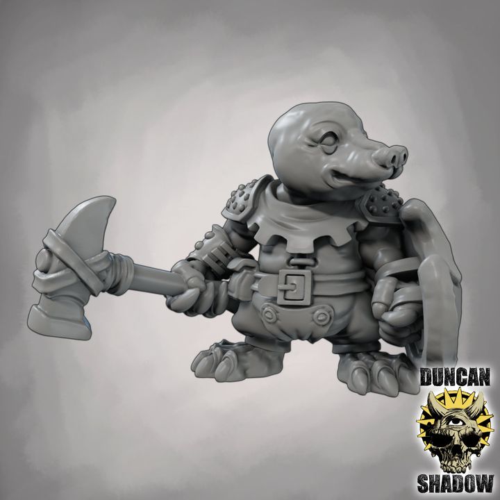 Mole Folk with Hammer and Shields - Resin Mini | DnD & Tabletop | 28mm