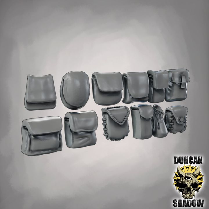 Pouches Kit Bashing parts - Resin Mini | DnD & Tabletop | 28mm