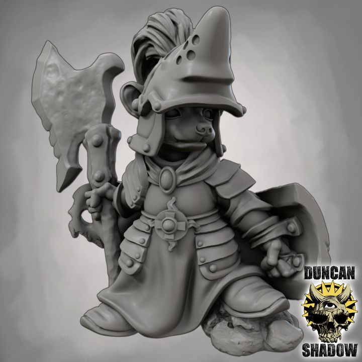 Raccoon Folk Champion with Poleaxe | DnD Miniature | 28mm