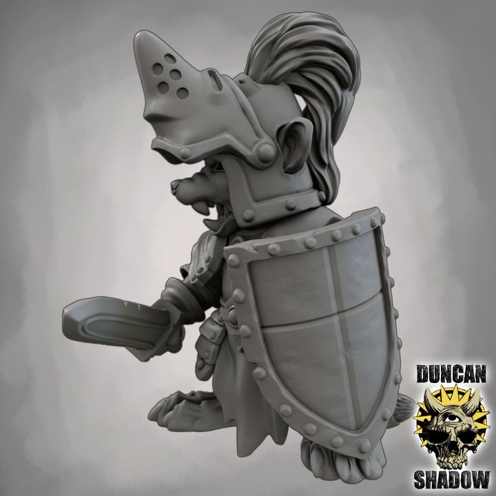 Raccoon Folk Champion with Sword and Shield | DnD Miniature | 28mm