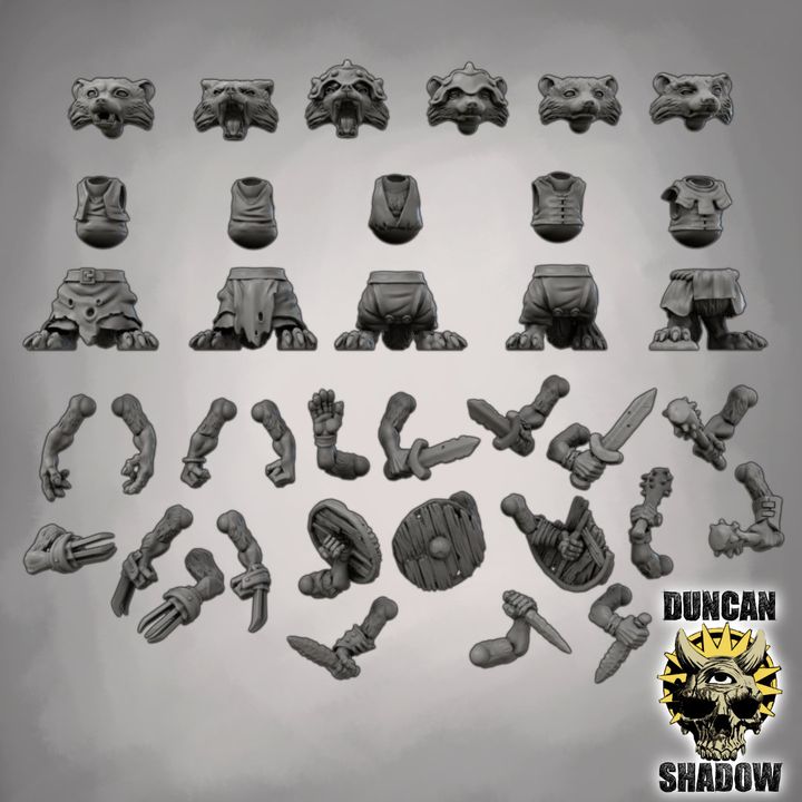 Raccoon Folk Multipart Kit - Multipart Kit | DnD & Tabletop | 28mm