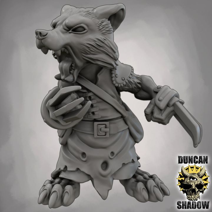 Raccoon Folk with Claws - Resin Mini | DnD & Tabletop | 28mm