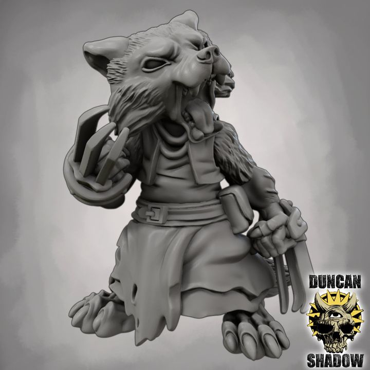 Raccoon Folk with Claws - Resin Mini | DnD & Tabletop | 28mm
