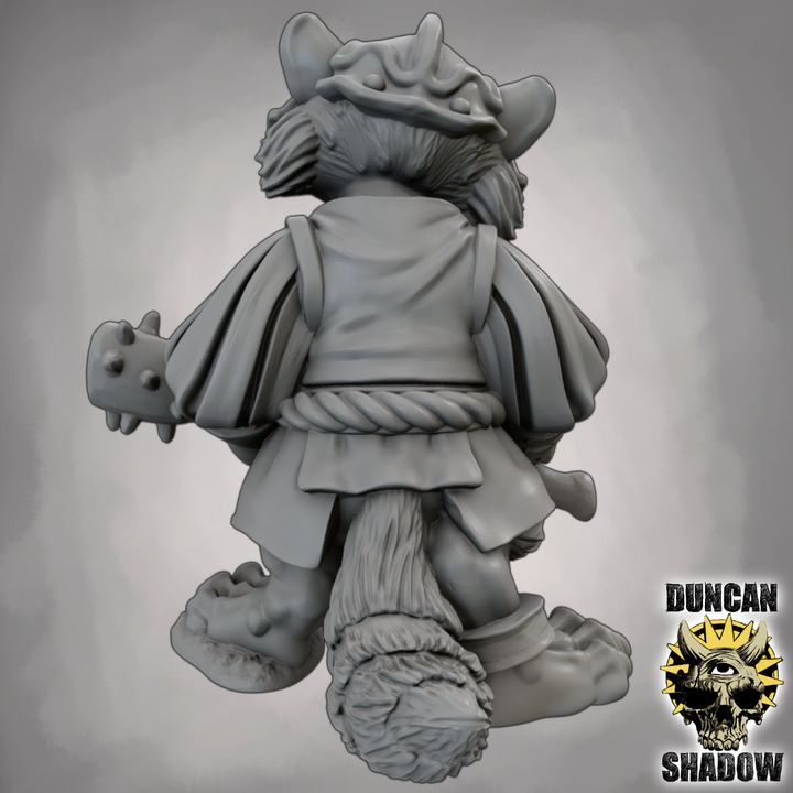 Raccoon Folk with Clubs - Resin Mini | DnD & Tabletop | 28mm