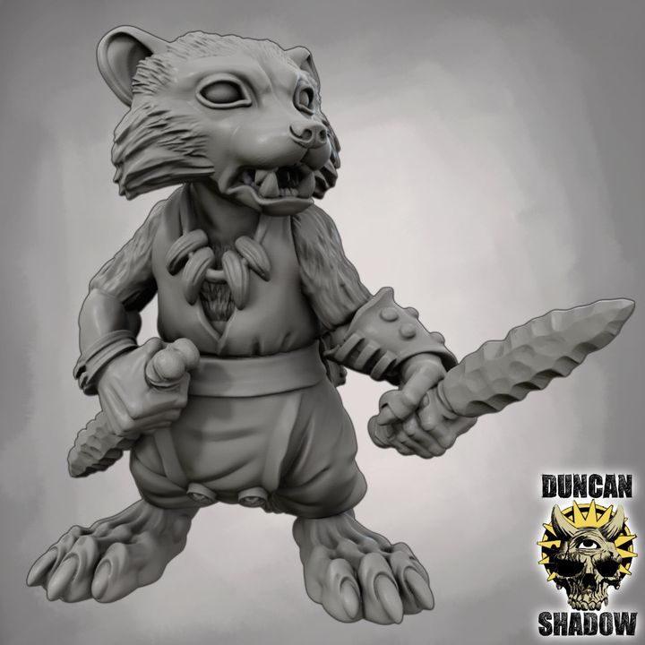 Raccoon Folk with Daggers - Resin Mini | DnD & Tabletop | 28mm