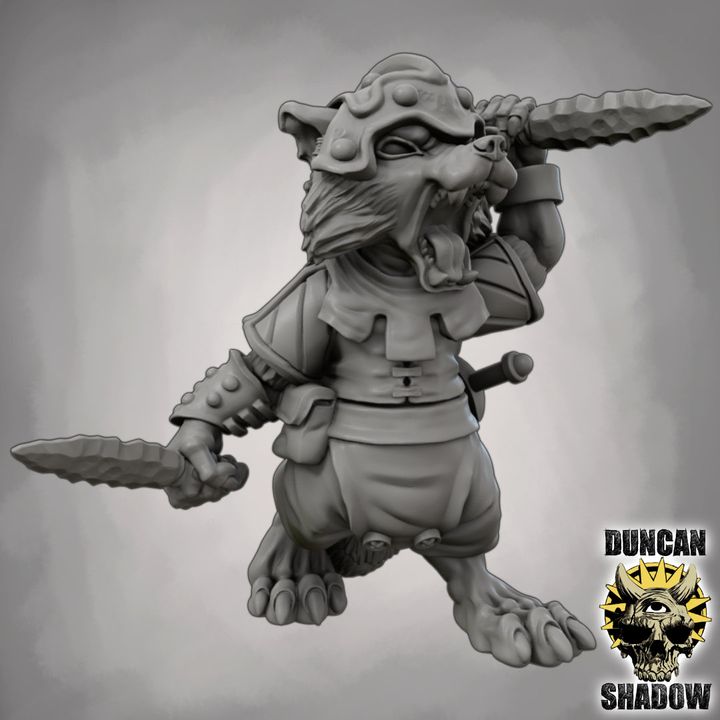 Raccoon Folk with Daggers - Resin Mini | DnD & Tabletop | 28mm