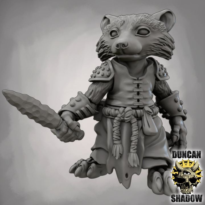 Raccoon Folk with Daggers - Resin Mini | DnD & Tabletop | 28mm
