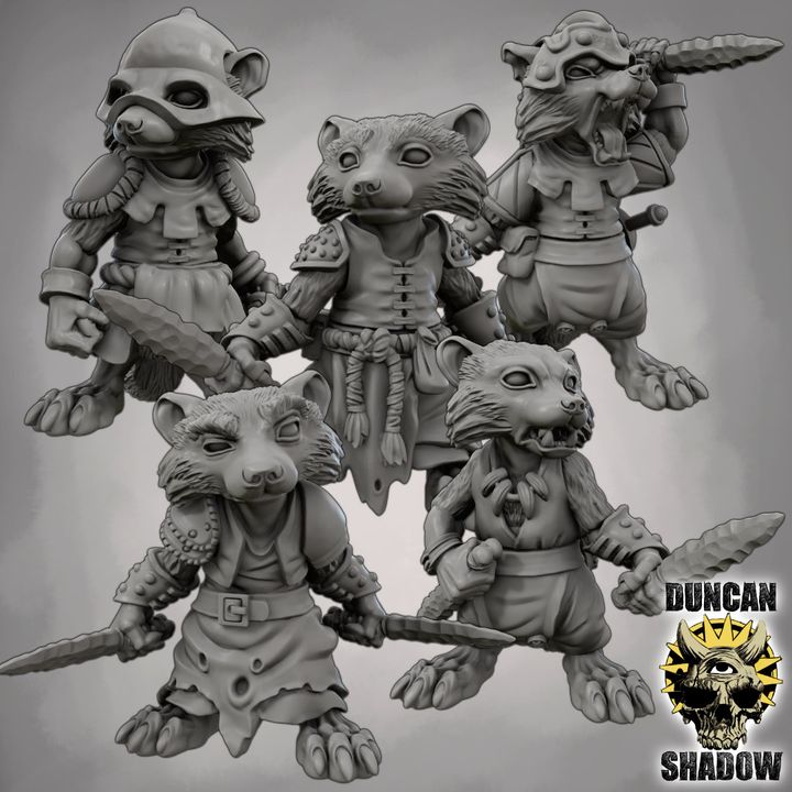 Raccoon Folk with Daggers - Resin Mini | DnD & Tabletop | 28mm