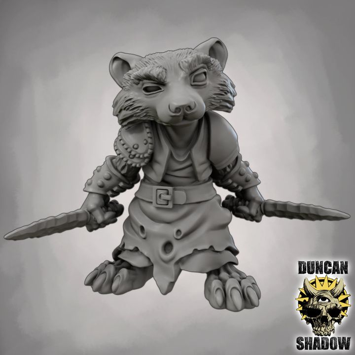 Raccoon Folk with Daggers - Resin Mini | DnD & Tabletop | 28mm