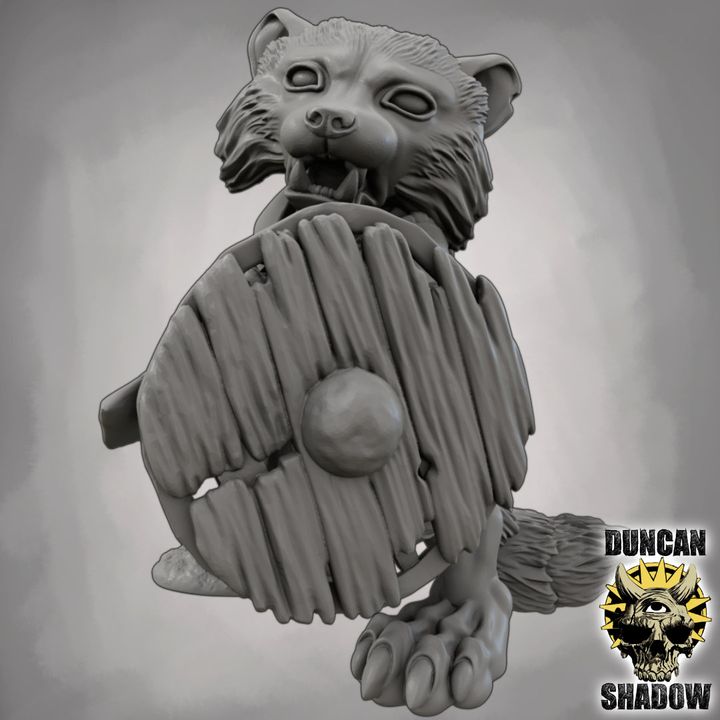 Raccoon Folk with Swords - Resin Mini | DnD & Tabletop | 28mm