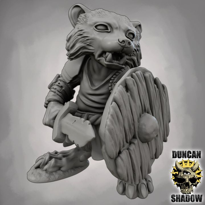 Raccoon Folk with Swords - Resin Mini | DnD & Tabletop | 28mm