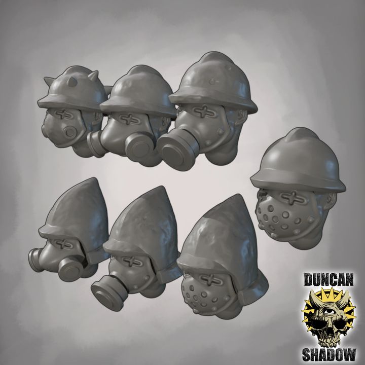 Raider Armoured heads - Kitbash Bits | Conversion Parts | 28mm