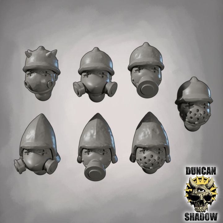 Raider Armoured heads - Kitbash Bits | Conversion Parts | 28mm