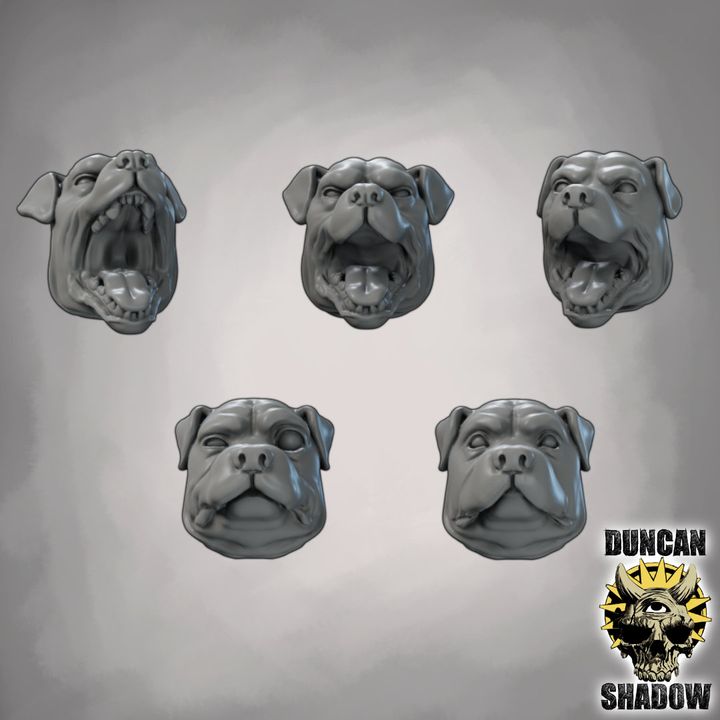 Rottweiler head set - Resin Mini | DnD & Tabletop | 28mm