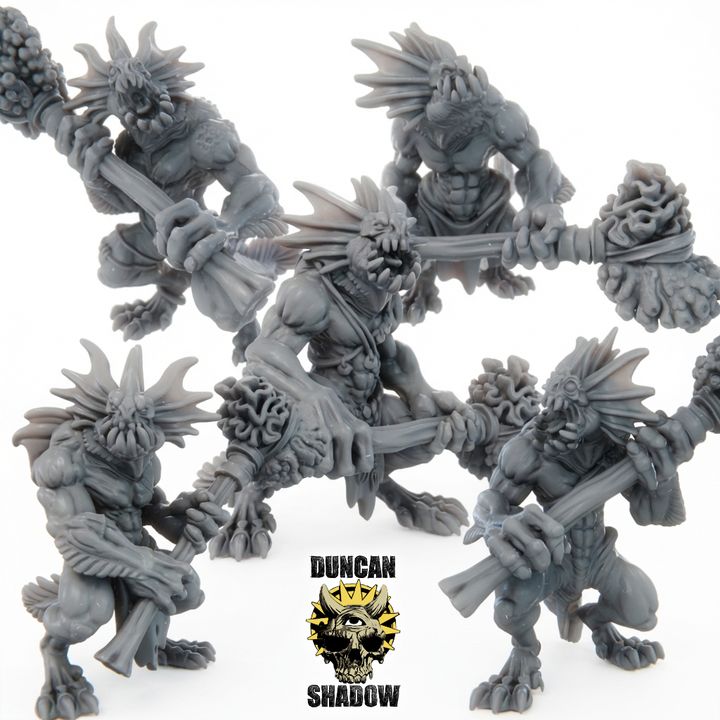 Sahuagin with Hammers - Resin Mini | DnD & Tabletop | 28mm